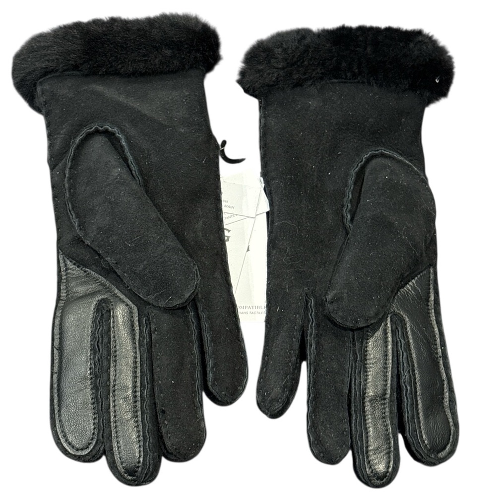 UGG Women's Black Shearling Gloves - Picture 2 of 7